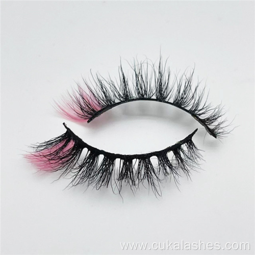 pink mink lashes with color at the end